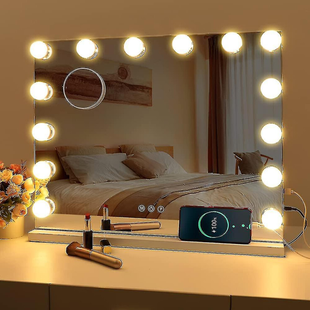 Led Mirror Usb Makeup With Lights Lighted 10 Bulbs 3 Lighting Modes Tabletop Wall Mounted Cosmetic Mirror (only Lights)