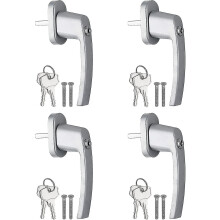 (Gray, 4PCS) Aluminium Window Handle, Lockable Security Window Handle, Window Lock, Child Safety Lock With Pin Length 35 Mm, Keyed Alike Windows Balcony Door Handl