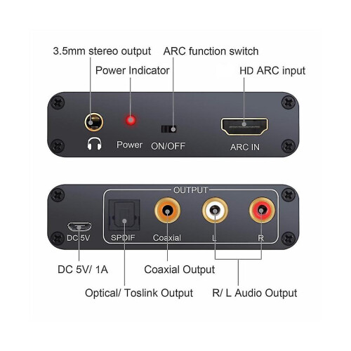 -compatible Arc Audio Extractor Dac Arc L/r Coaxial Spdif Extractor Return Channel Converter For He 2