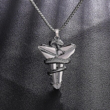 Commemorative Kobe Necklace Stainless Steel Basketball Star Souvenir Fashion Necklace, Black Mamba Commemorative Necklacegun Black