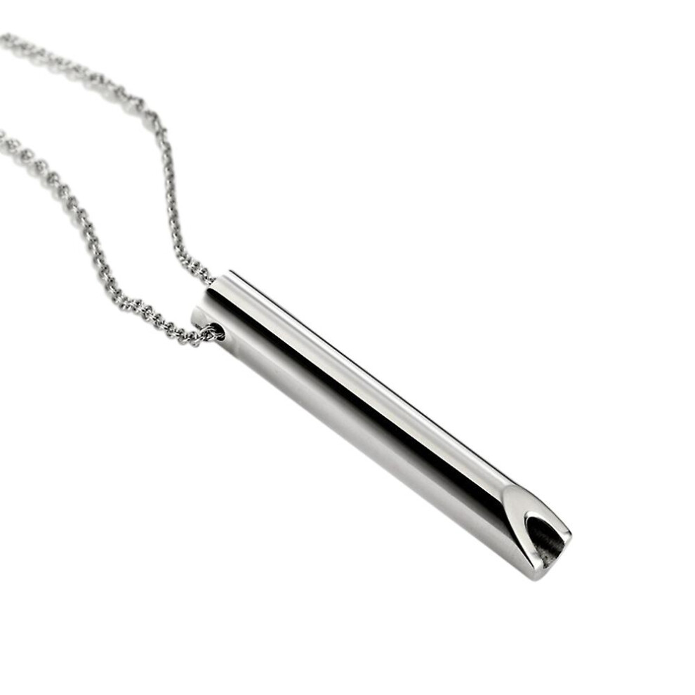 (Silver) Breathlace Necklace Quit Smoking, Stainless Steel Mindful Breathing Necklace For Anxiety, Calm Anti-Smoking Necklace, Stress Anxiety Relief G Silver