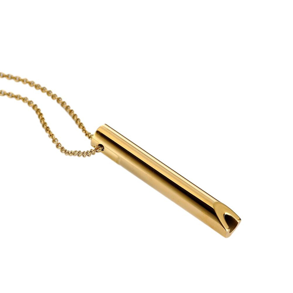 (Gold) Breathlace Necklace Quit Smoking, Stainless Steel Mindful Breathing Necklace For Anxiety, Calm Anti-Smoking Necklace, Stress Anxiety Relief Gif Gold