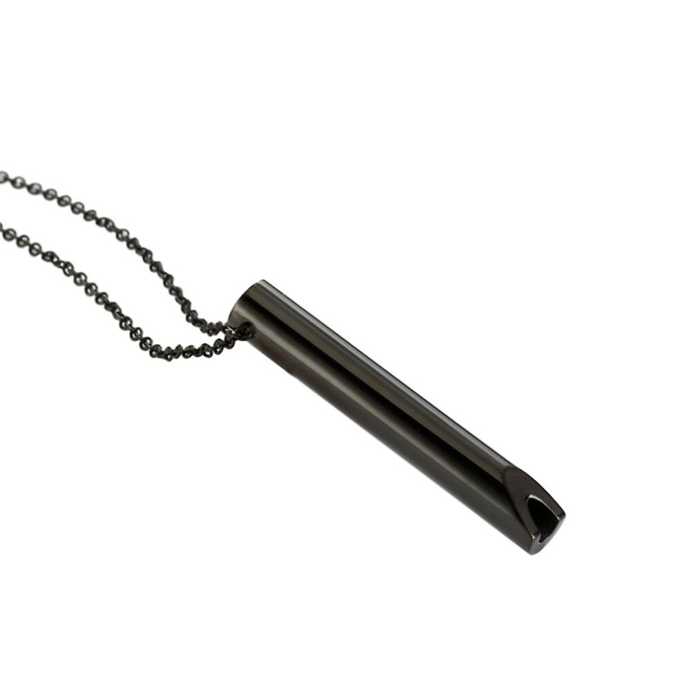 (Black) Breathlace Necklace Quit Smoking, Stainless Steel Mindful Breathing Necklace For Anxiety, Calm Anti-Smoking Necklace, Stress Anxiety Relief Gi Black