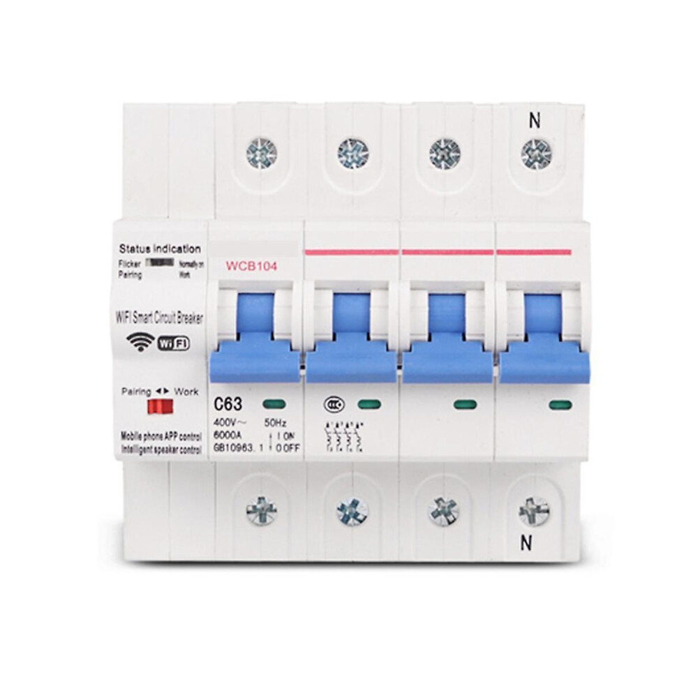 Three Phase 4p 380v 63a Tuya Smart Wifi Circuit Breaker Industrial Remote Control Mcb Timing With