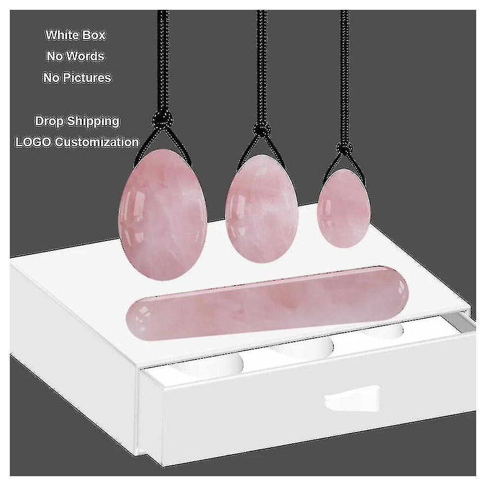 (Eggs-wand) Natural Rose Quartz Yoni Egg Jade Eggs Women Kegel Exerciser Vaginal Muscles Tightening Ball Crystal Yoni Wand Kegel Eggs
