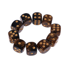 10 Pcs 16mm Resin Dice D6 Black Gold Points Round Edges Ktv Bar Nightclub Entert