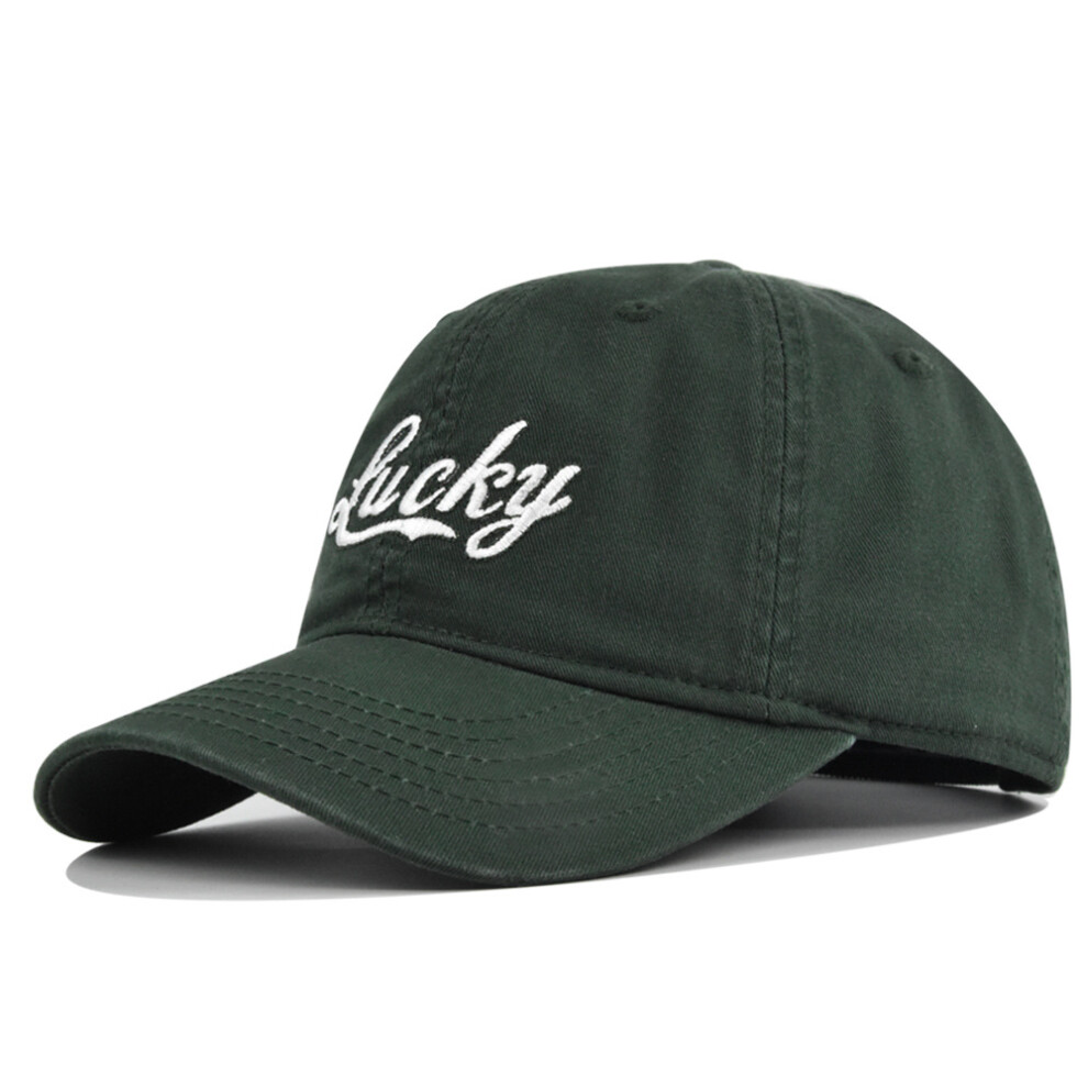 Veishet (Green) Baseball Cap Lucky Letter Embroidered Cap Visor Breathable Cotton Material Cap