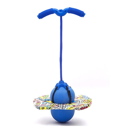 (Blue) Pogo Jumping Ball Balance Board With Handle Explosion Proof Exercise Bouncing Ball