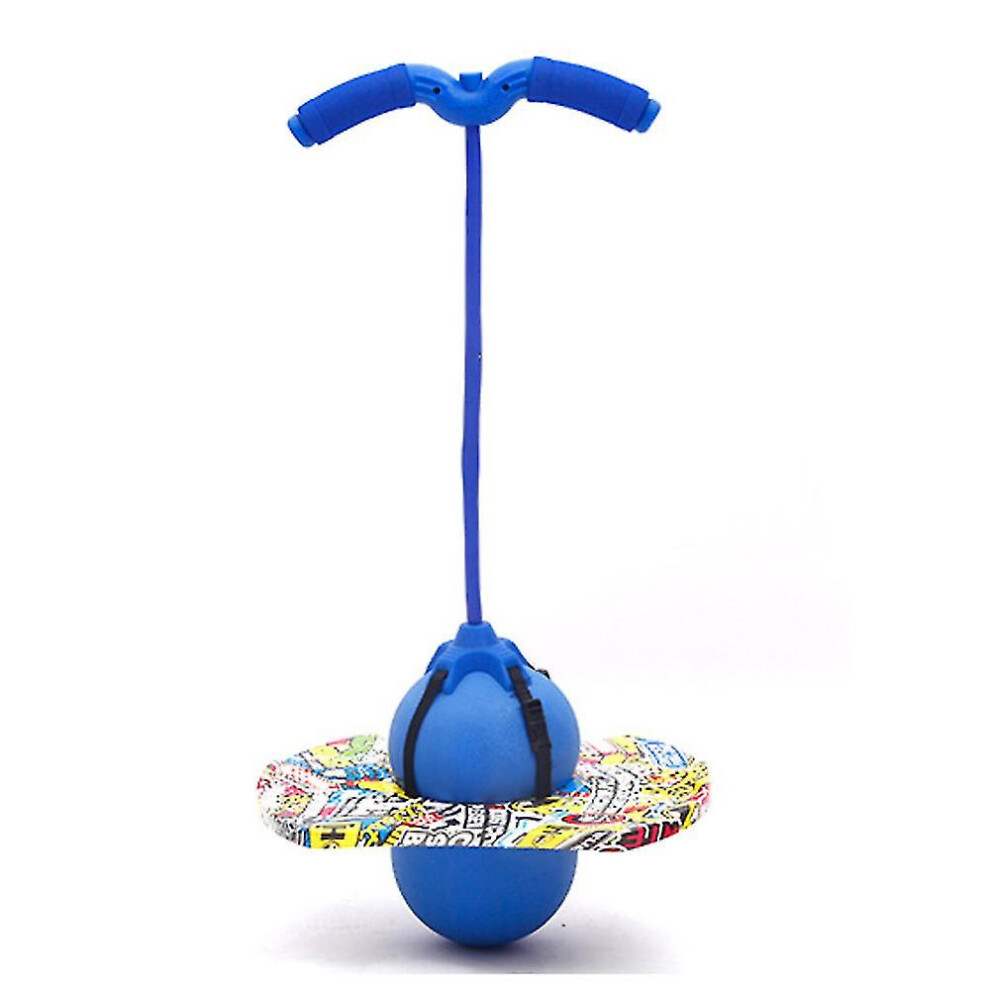 (Blue) Pogo Jumping Ball Balance Board With Handle Explosion Proof Exercise Bouncing Ball Blue