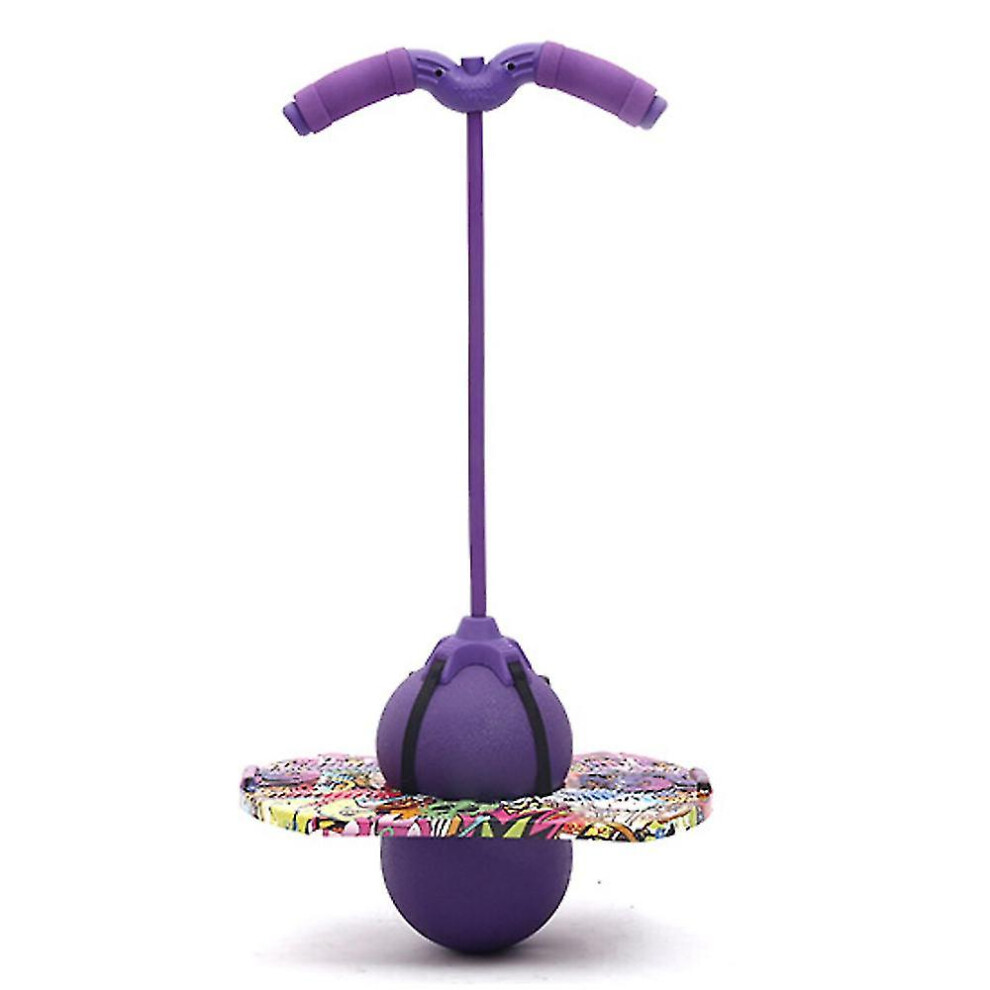 (Purple) Pogo Jumping Ball Balance Board With Handle Explosion Proof Exercise Bouncing Ball Purple