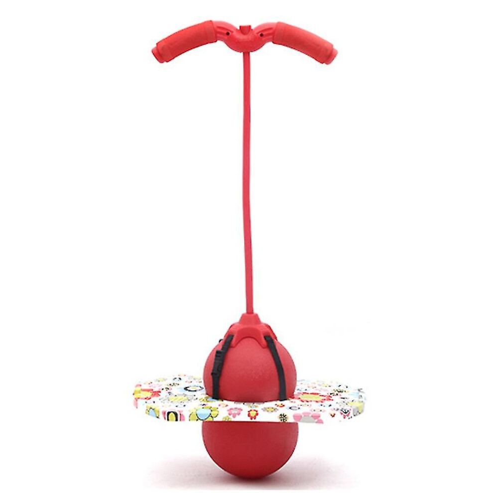 (Red) Pogo Jumping Ball Balance Board With Handle Explosion Proof Exercise Bouncing Ball Red