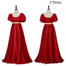 (Red, L) 19th Century Cosplay Costume Ball Gown Polyester Waist Dress Womens Vintage