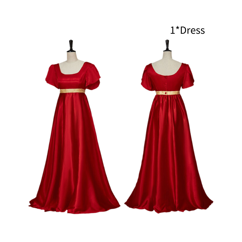 (Red, S) 19th Century Cosplay Costume Ball Gown Polyester Waist Dress Womens Vintage