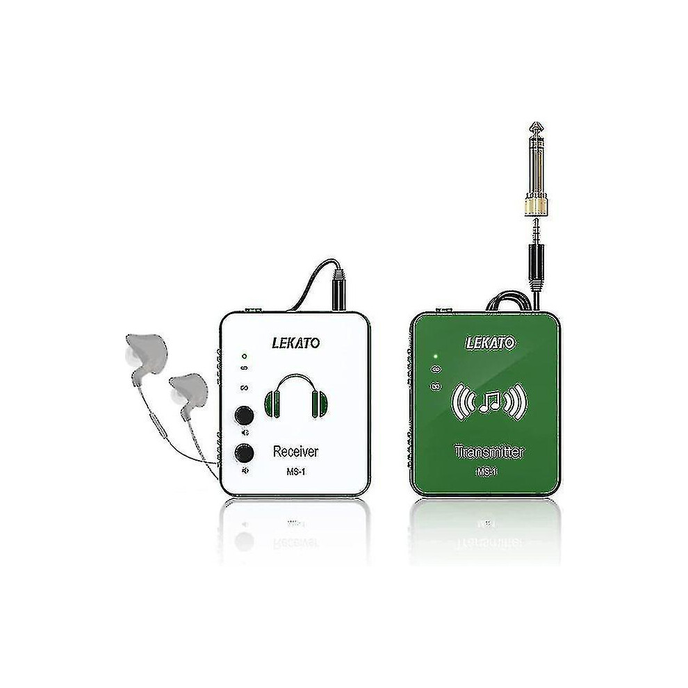 (1Set ) Lekato Wireless Iem System With Transmitter Receiver Wireless In-Ear Monitor System 2.4Ghz Automatic For Studio Live (Ms-1G) Green