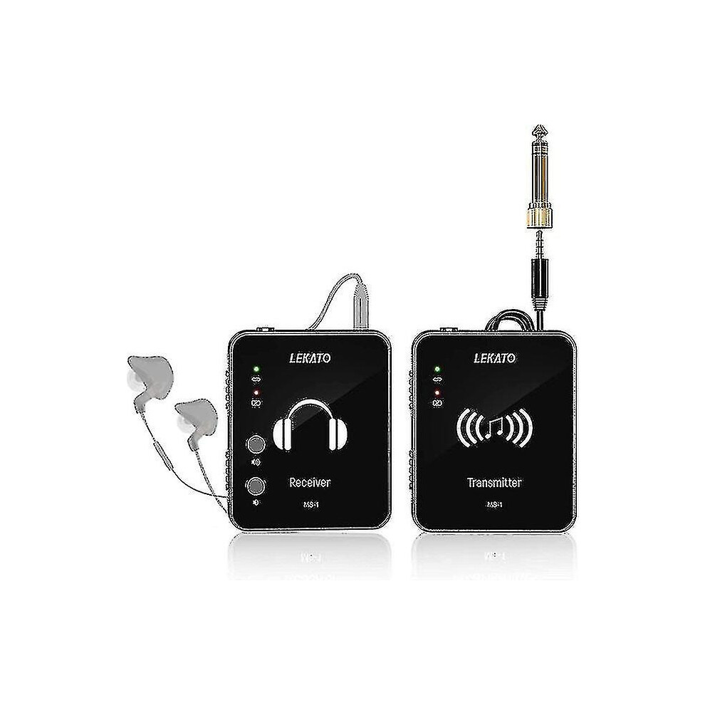 (1Set ) Lekato Wireless Iem System With Transmitter Receiver Wireless In-Ear Monitor System 2.4Ghz Automatic For Studio Live (Ms-1G) Black