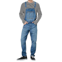 (Dark Blue, 2XL) Men Jeans Pants Denim Dungarees Overalls Bib And Brace Work Trousers