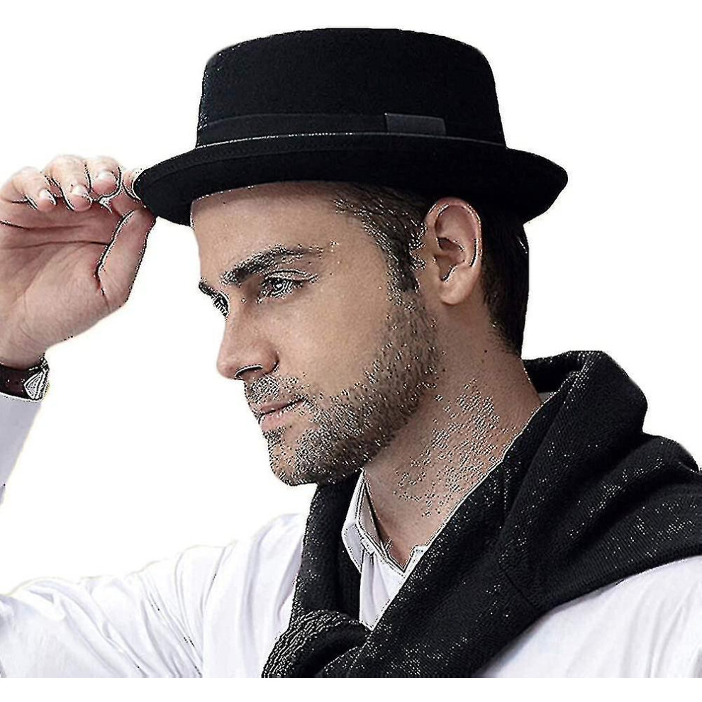 Pork Pie Hat 100% Wool Felt Men's Porkpie Breaking Bad Hats Flat Top Mens Fedora