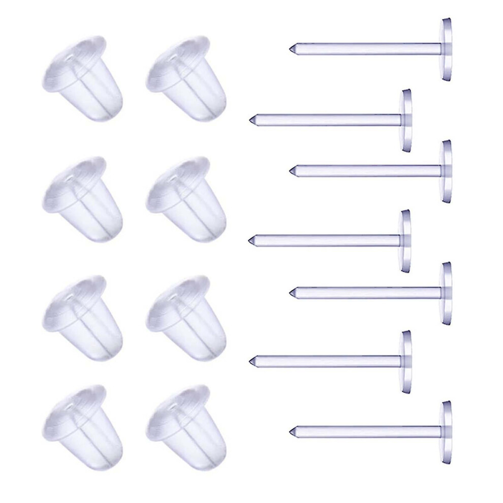 25 Pairs Of Plastic Earring Posts And Transparent Earrings On The Back Of Earrings