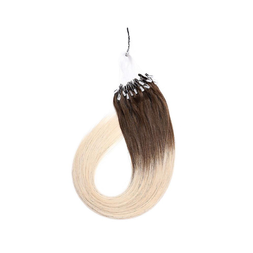 (Medium Brown & Gold, 20Inch) Micro Loop Human Hair Extensions 50G Brown,Gold