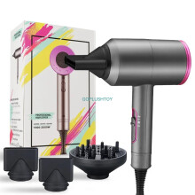 (Gris) Sèche-cheveux professionnel léger 2000 W avec diffuseur et concentrateur, ionique, à grande vitesse
