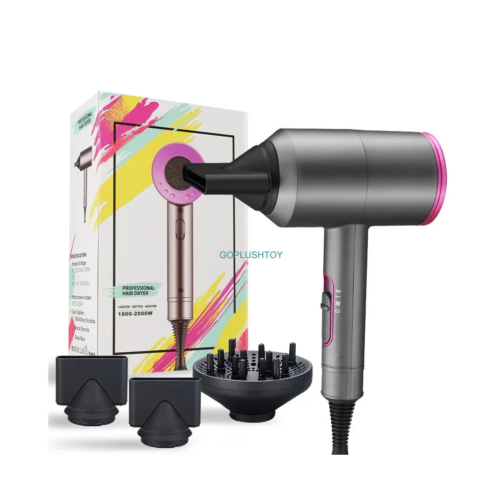 Goplushtoy Grey (Grey) Professional Lightweight Hair Dryer 2000W With Diffuser And Concentrator Ion Blow Dryer High Speed Blow Dryer