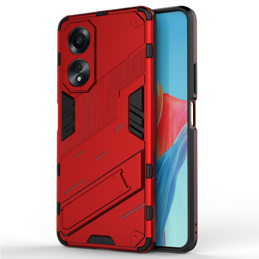 (Red) For Oppo A58 4G Cover Pc Tpu Shockproof Kickstand Phone Case Red 6909589366931