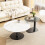 Set of 2 Round Coffee Table Slate & Glass Tabletop Side Table 1
