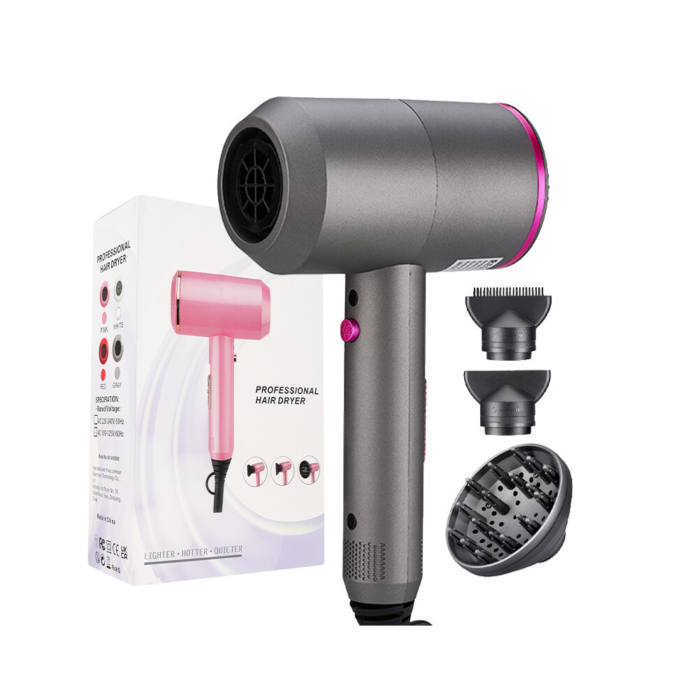 (Gray) Professional Hair Dryer 2000W Powerful AC Motor Quick Drying Ionic Hairdryer with 2 Speed 3 Heat Setting Cool Shot Button with 1 Diffus