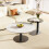 Set of 2 Round Coffee Table Slate & Glass Tabletop Side Table 2