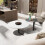 Set of 2 Round Coffee Table Slate & Glass Tabletop Side Table 4