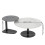 Set of 2 Round Coffee Table Slate & Glass Tabletop Side Table 9