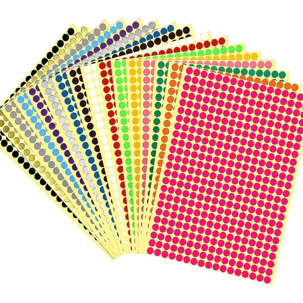 Mkk Sticky Coloured Dots Round Dot Labels Stickers Self Adhesive Circle Stickers Labels 16 Colors