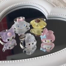 (Kuromi B) 2023 Sanrio Anime Ring Adjustable Accessories Cute Cinnamoroll My Melody Kuromi Resin Girlfriend Girl Heart Decorate Toys Gift