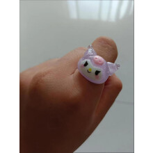 (purple Kuromi) 2023 Sanrio Anime Ring Adjustable Accessories Cute Cinnamoroll My Melody Kuromi Resin Girlfriend Girl Heart Decorate Toys Gift