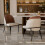 (Beige+Brown) Set Of 2  Dining Kitchen Chairs High-End Leather 7