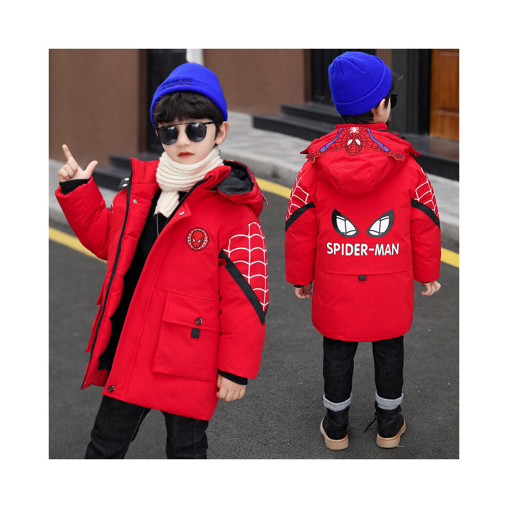 (Red, 5-6Years) Kids Boys Spiderman Hooded Jacket Coat Outerwear