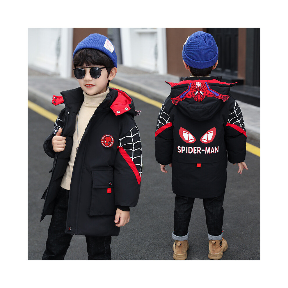 (Black, 3-4Years) Kids Boys Spiderman Hooded Jacket Coat Outerwear