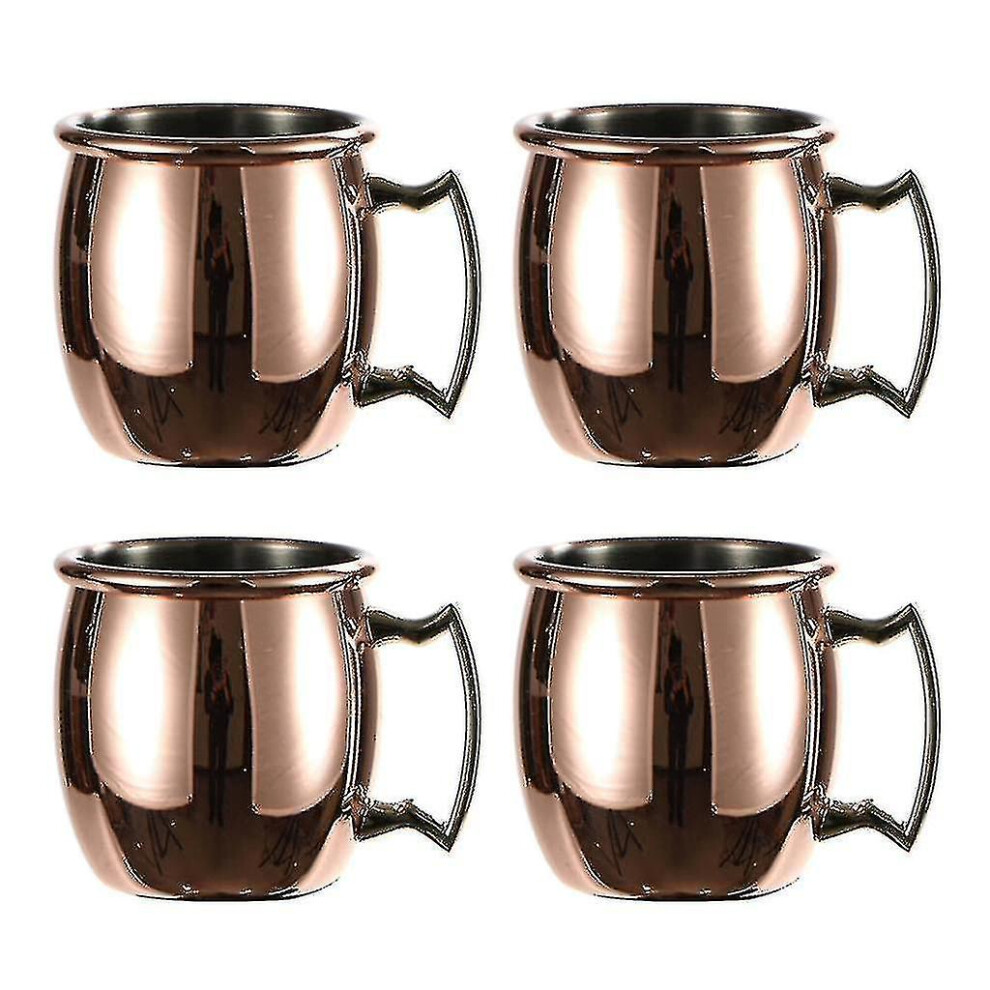 4x  Copper Mugs, Set Of 4) Solid Copper Mugs, Handcrafted - 60ml
