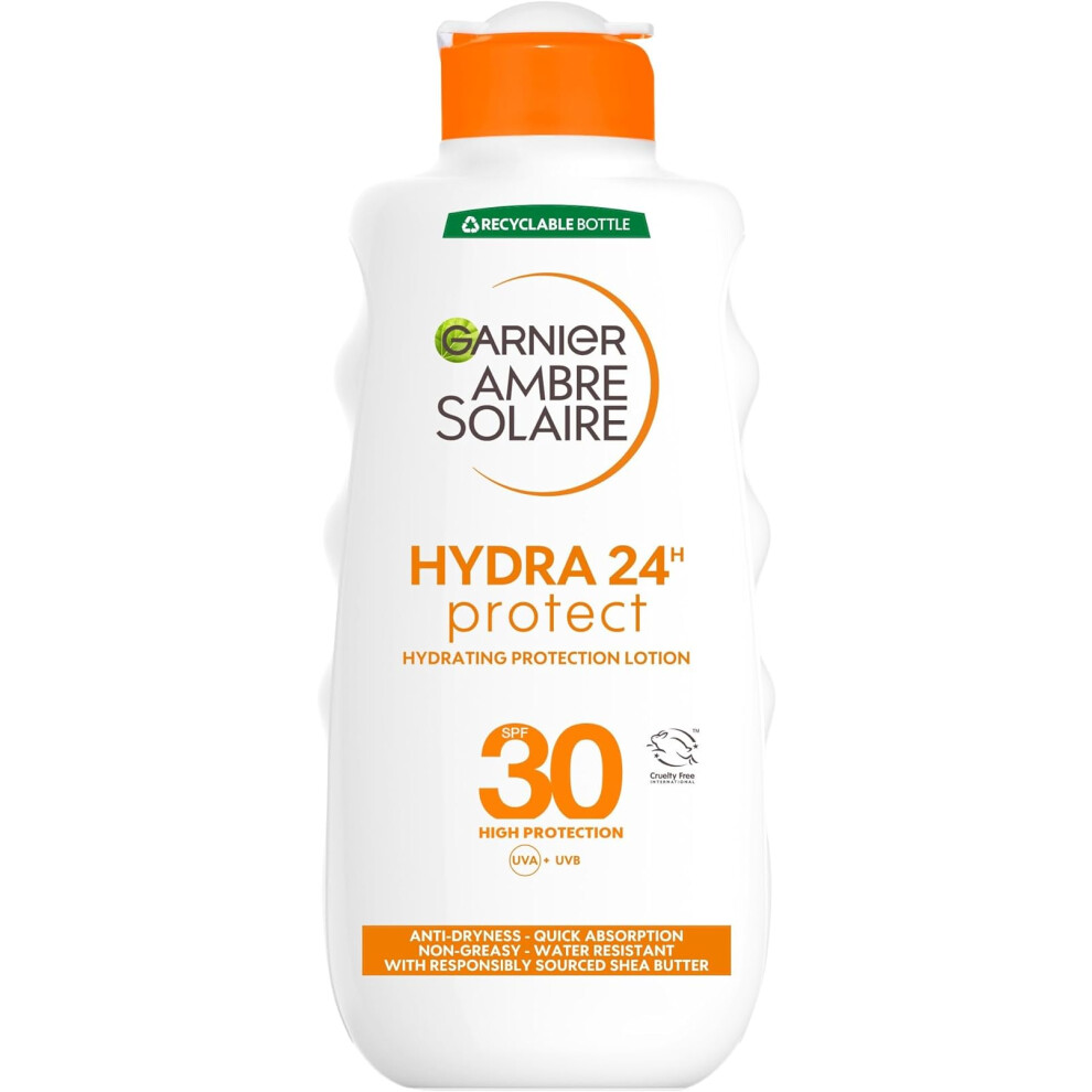 Hydra 24 Hour Protect Hydrating Lotion SPF30 High Sun Protection Factor 30 Water Resistant Sunscreen Shea Butter UVA UVB Protection 200ml