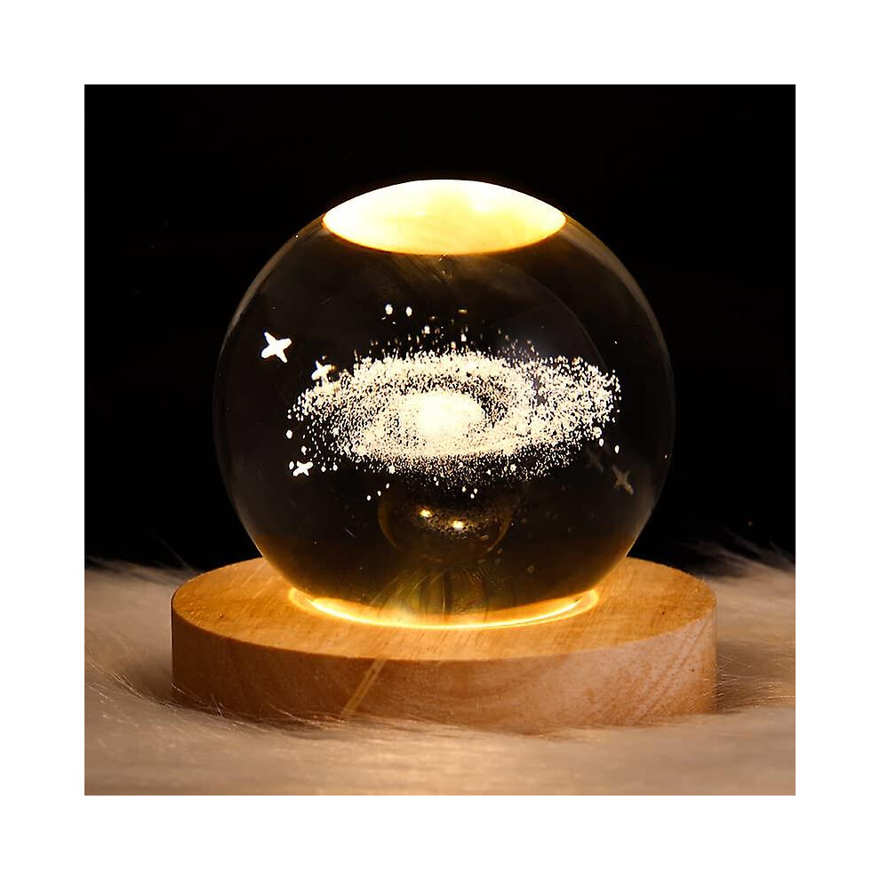 3d Nebula Crystal Ball Night Light For Kids Glass Ball Night Lamp With Wood Base Fantasy Decor Crsytal Ball Nebula Led Galaxy Planet Nightlight Gift B