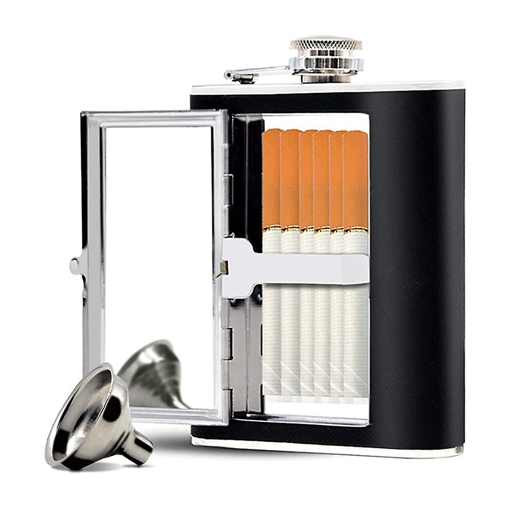 Stainless Steel Hip Flask, Leak-proof Hidden Flask With Cigarette Case