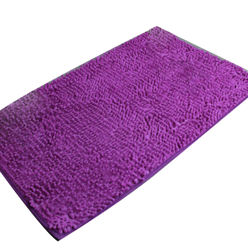 (Purple) Chenille Bath Mat Soft Shaggy And Comfortable Super Absorbent And Thick Non-slip