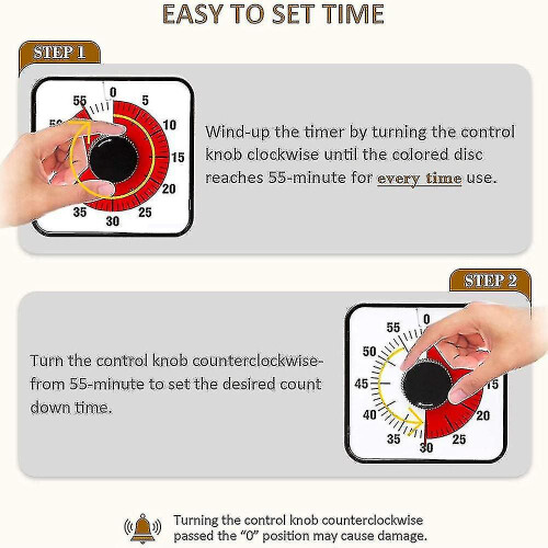 Visual Countdown Timer, Oversize Classroom Visual Timer For Kids And Adults, Durable Mechanical Kitchen Timer Clock 1