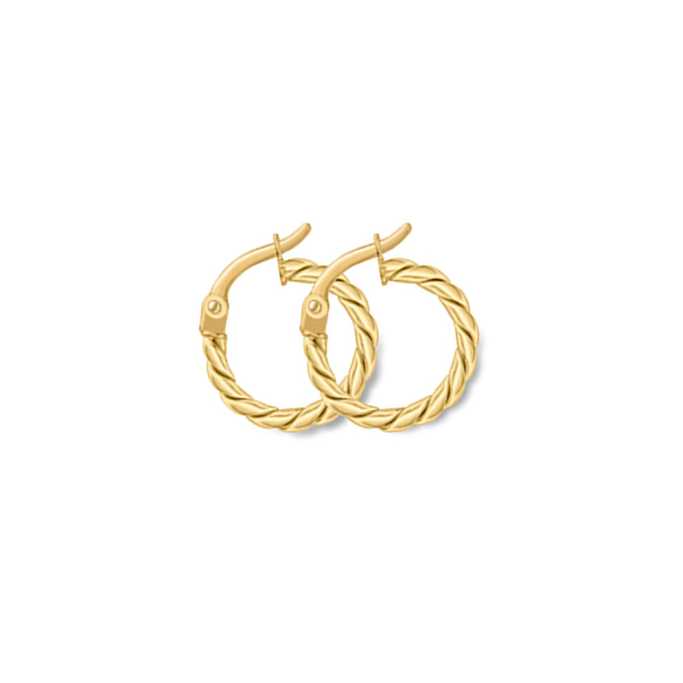 Jewelco London 9ct Yellow Gold Cable Twist Hoop Earrings - ERNR02797
