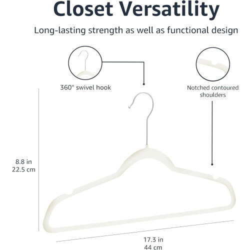 Amazon Amazon Basics Slim Velvet Non-Slip Suit Hangers - 50-Pack, Ivory 1