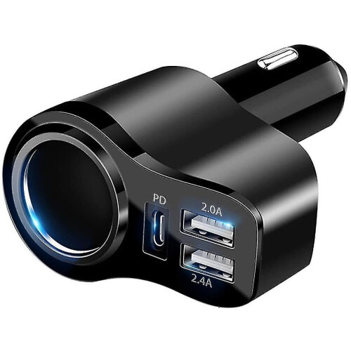 4 In 1 Usb C Car Charger 36w Usb Cigarette Lighter Socket Splitter Adapter
