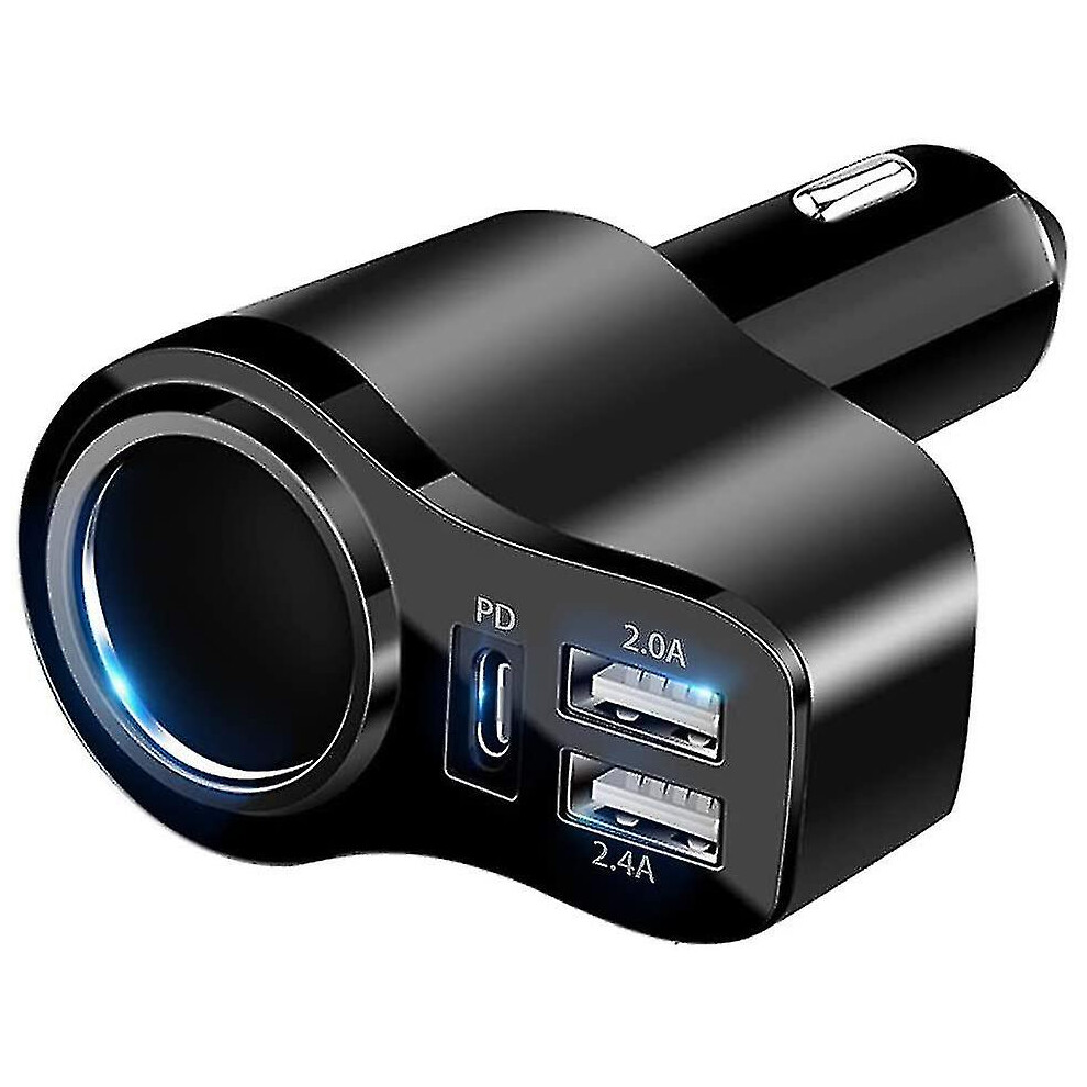 4 In 1 Usb C Car Charger 36w Usb Cigarette Lighter Socket Splitter Adapter