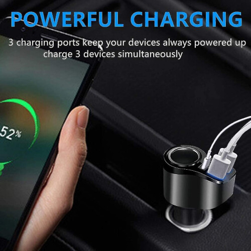 4 In 1 Usb C Car Charger 36w Usb Cigarette Lighter Socket Splitter Adapter 2