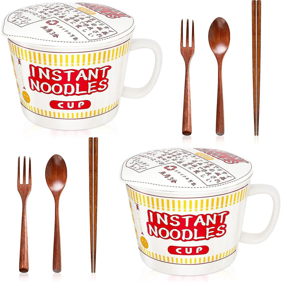 2 Set 34 Oz Ramen Bowl Instant Ramen Noodle Bowl Ceramic With Lid Japanese Ramen Bowl With