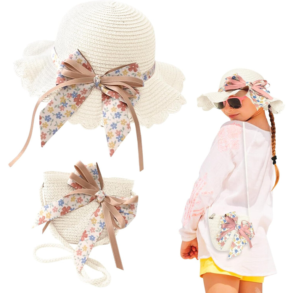 (One Size, White) Kids Hat Bag Hat Sun Protection Floppy Beach Cap